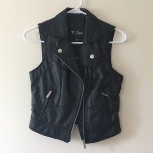 Guess Black Faux-Leather Vest